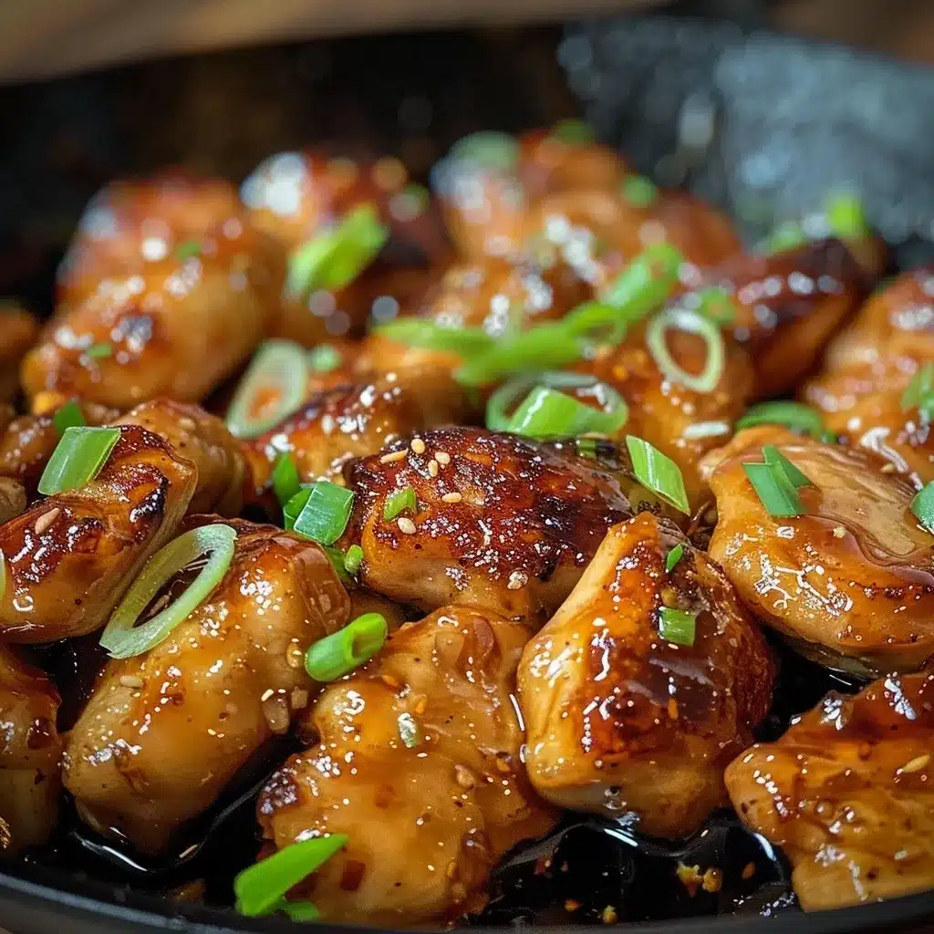 Honey Garlic Chicken Bites Recipe : The Best 5-Ingredient Dinner 6 Sticky honey garlic chicken bites glazed in sauce, served in a cast iron skillet