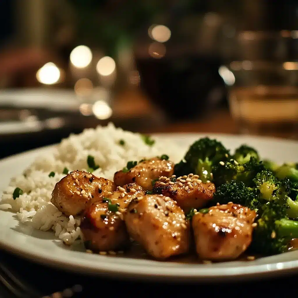 Honey Garlic Chicken Bites Recipe : The Best 5-Ingredient Dinner 11 Honey garlic chicken bites served with rice and broccoli on dinner plate