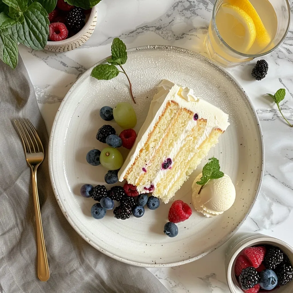 Lemon Mascarpone Cake Recipe : A Decadent Treat Everyone Will Love 9 Slice of lemon mascarpone cake served with vanilla gelato, fresh berries, and drinks like lemonade and Prosecco
