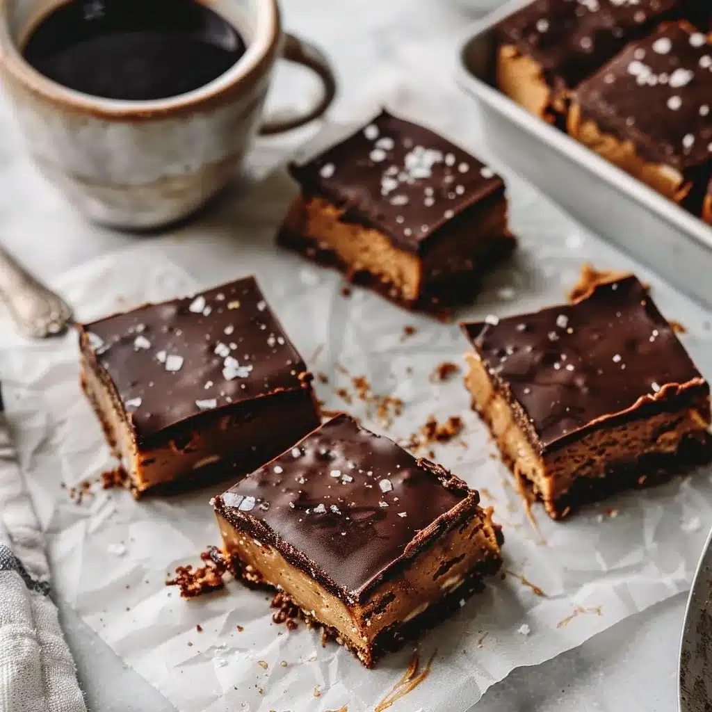 served chocolate peanut butter bars with coffee