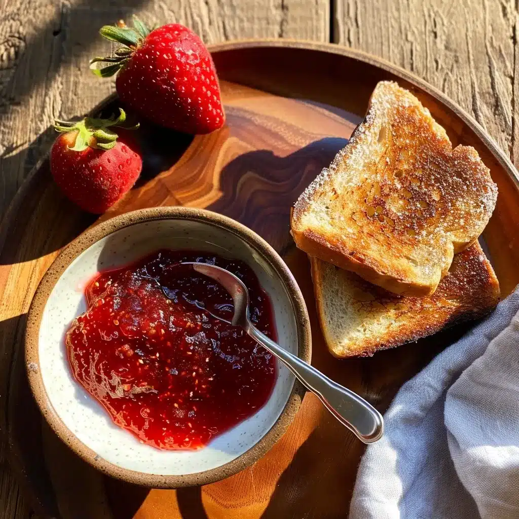 Frozen Strawberry Jam Recipe – Best 7-Step Sweet & Easy Method 9 Serving frozen strawberry jam on toast and biscuits at breakfast