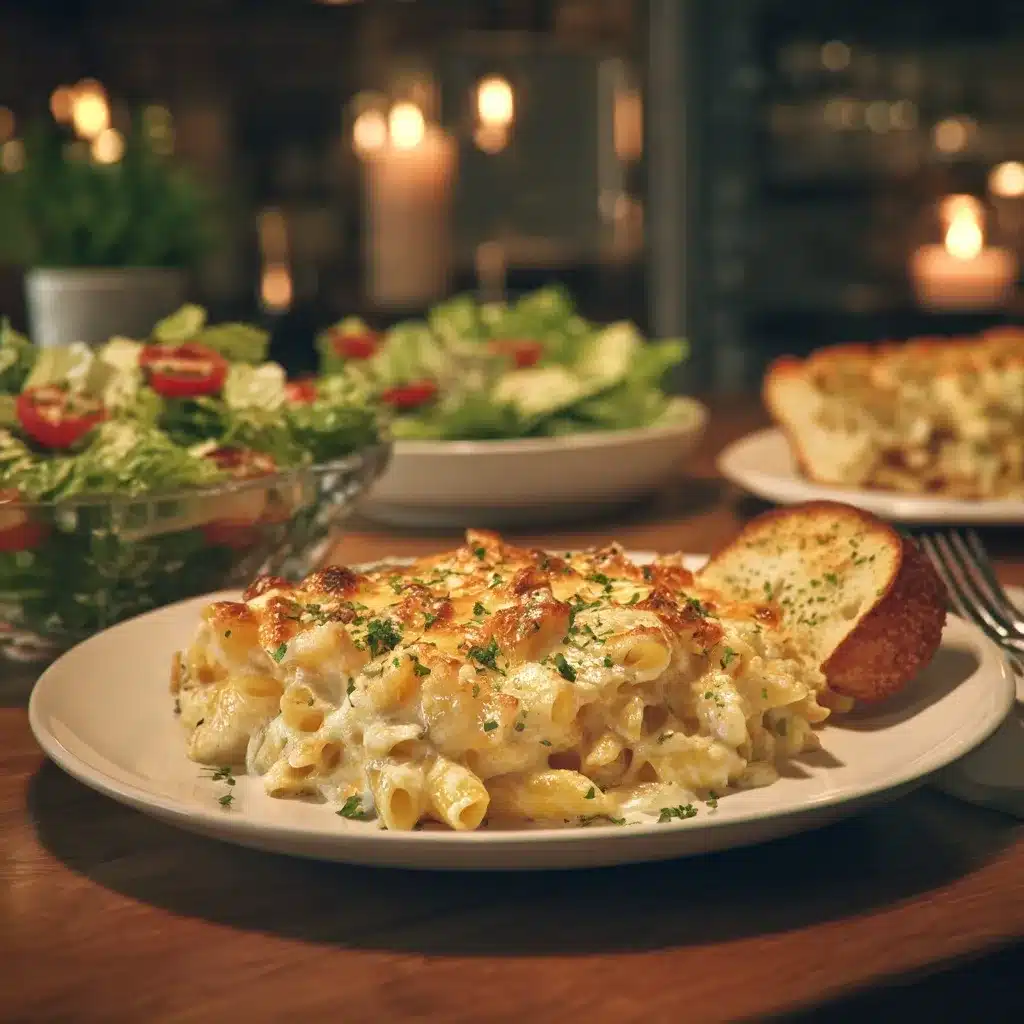 Olive Garden Baked Pasta Recipe: Healthier, Cheesy & Easy 12 Olive Garden baked pasta served with salad and bread