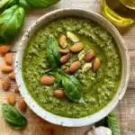 Almond Pesto Recipe: The Best 10-Minute Sauce Twist You’ll Love 8 almond pesto recipe in white bowl with fresh basil and almonds
