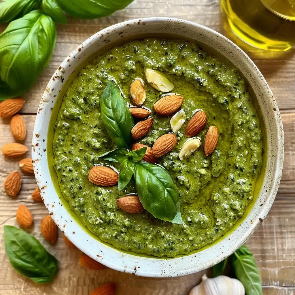 Almond Pesto Recipe: The Best 10-Minute Sauce Twist You’ll Love 7 almond pesto recipe in white bowl with fresh basil and almonds