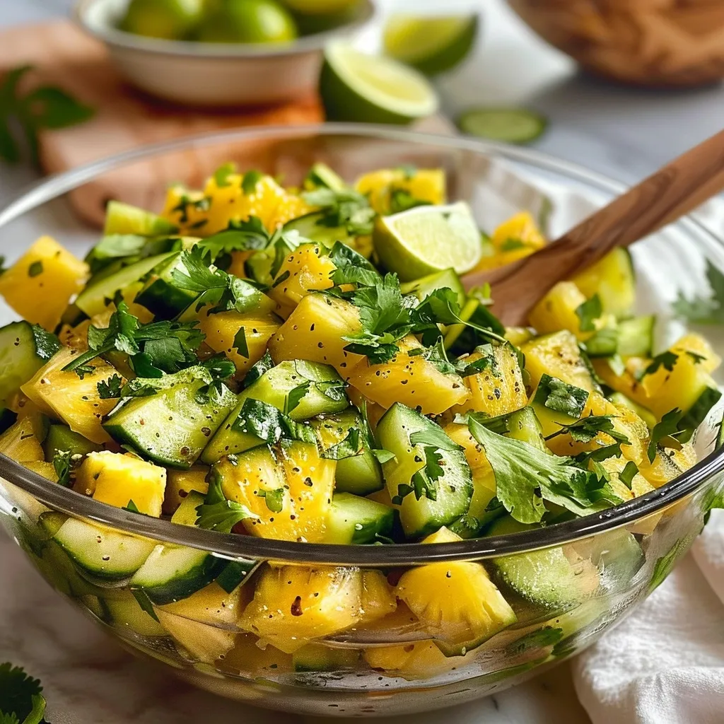 Pineapple Cucumber Salad Recipe: Quick, Juicy, and Surprisingly Addictive 6 pineapple cucumber salad recipe in a white bowl with lime and cilantro