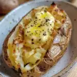 Poached Oven Baked Potatoes Recipe– Irresistibly Crispy, Creamy & Easy 8 poached oven baked potatoes recipe card with steps and ingredients