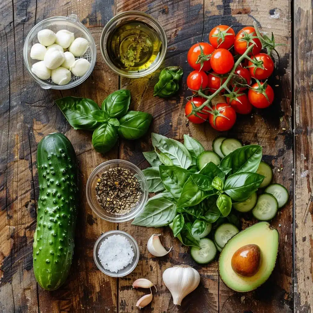 Tomato Cucumber Mozzarella Salad Recipe – 7 Reasons to Love It 7 Ingredients for tomato cucumber mozzarella salad recipe