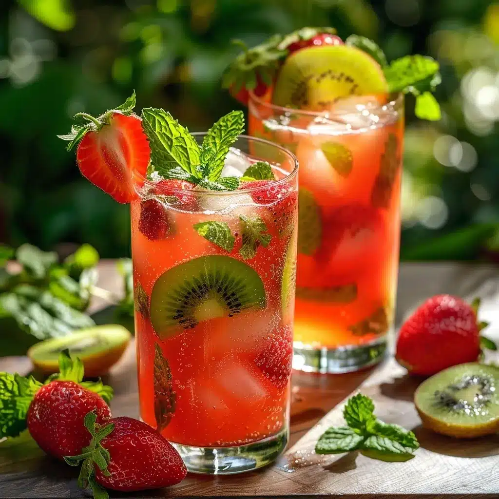 Strawberry Kiwi Refresher Mocktail Recipe– Irresistibly Healthy & Easy 8 served strawberry kiwi refresher mocktail outdoors
