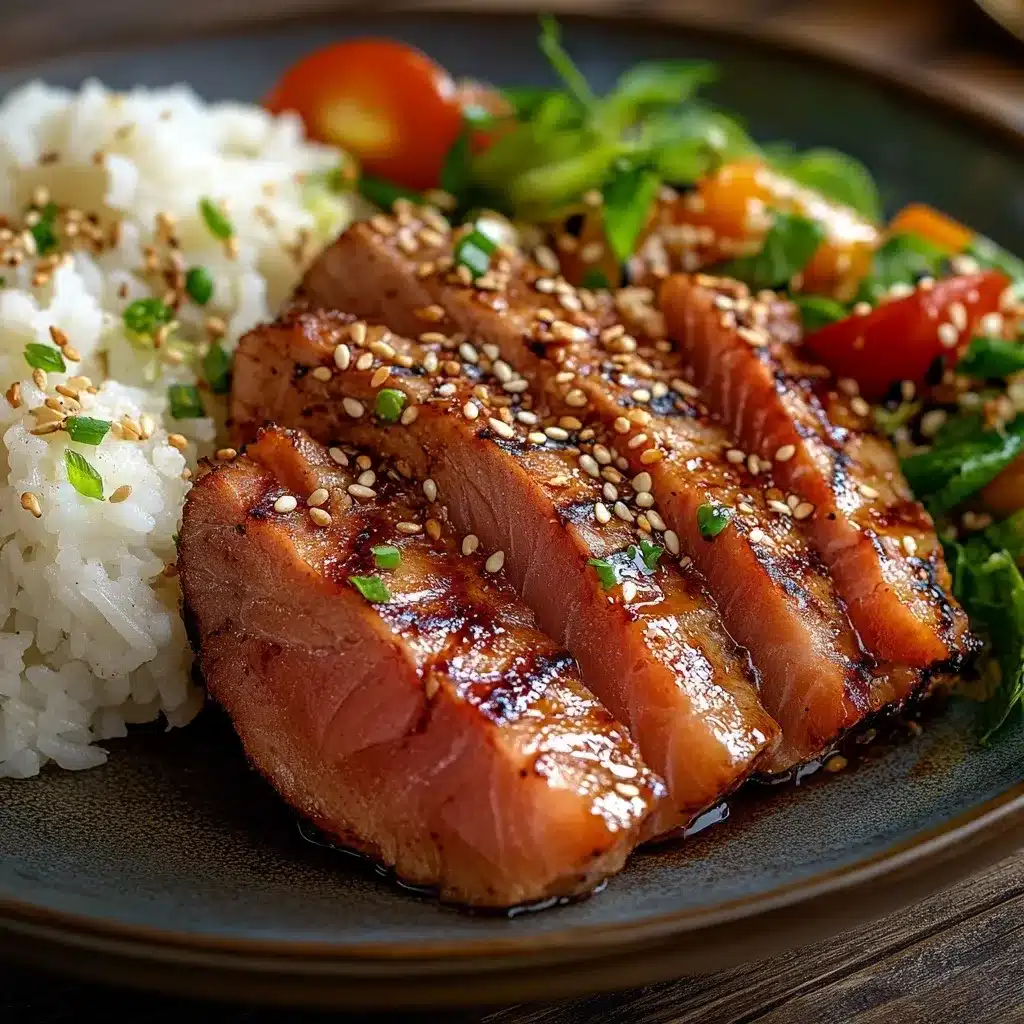 Tuna Steak Barbecue Recipe: The Best 14-Minute Grilled Ahi 11 Tuna steak barbecue recipe plated with rice