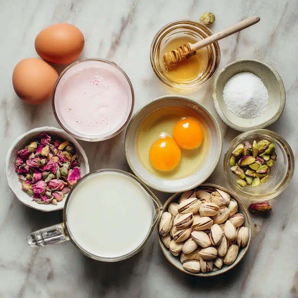 Rose Pistachio Ice Cream – A Luxurious Middle Eastern-Inspired Dessert 11 Ingredients for Rose Pistachio Ice Cream