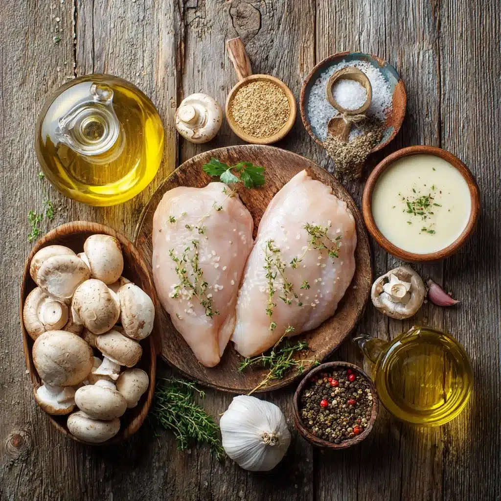 Mushroom Chicken Recipe – 5-Star Flavor, Creamy & Easy Skillet Meal 13 Ingredients for mushroom chicken recipe