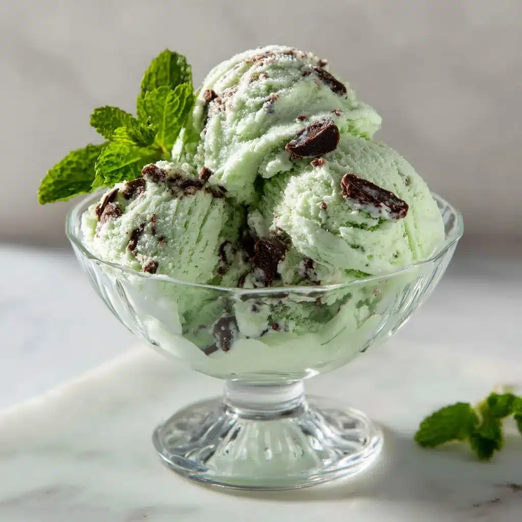Mint Chocolate Chip Ice Cream Recipe: 5 Easy Steps for Perfect Results 15 Mint Chocolate Chip Ice Cream recipe in a glass bowl with chocolate chunks
