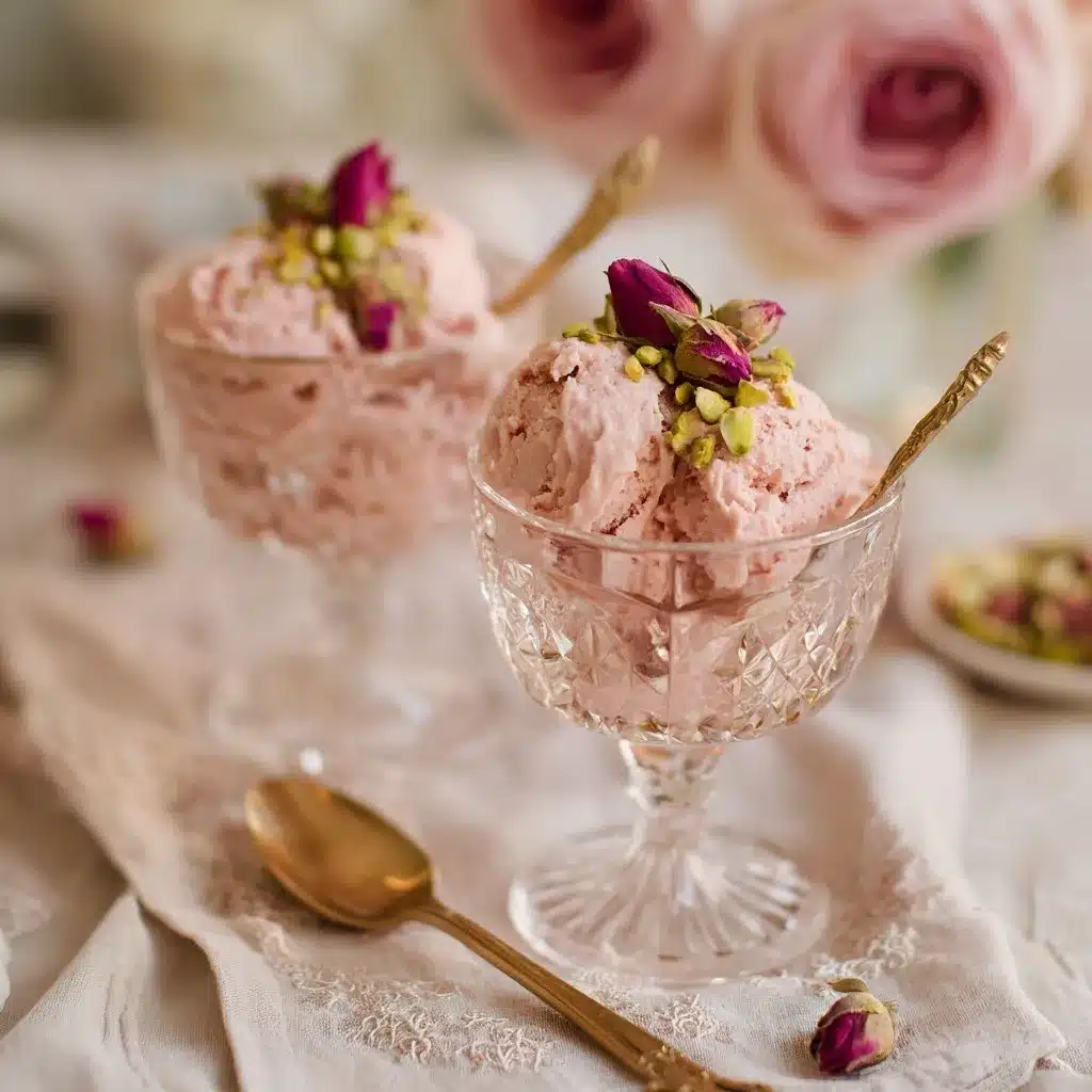Rose Pistachio Ice Cream – A Luxurious Middle Eastern-Inspired Dessert 12 Rose Pistachio Ice Cream served elegantly