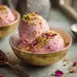Rose Pistachio Ice Cream – A Luxurious Middle Eastern-Inspired Dessert 10 Rose Pistachio Ice Cream in a bowl