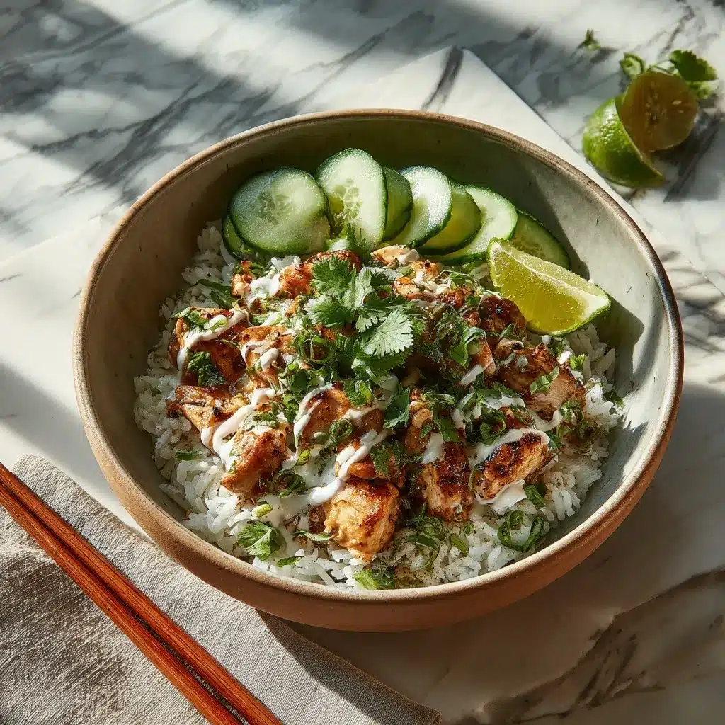 Coconut Chicken Rice Bowl – 30-Min Healthy Dinner Recipe 12 Served Coconut Chicken Rice Bowl with garnishes