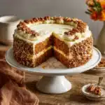 Carrot Cake Cheesecake – The Ultimate Dessert Mashup 11 Whole carrot cake cheesecake with slice missing to reveal layers