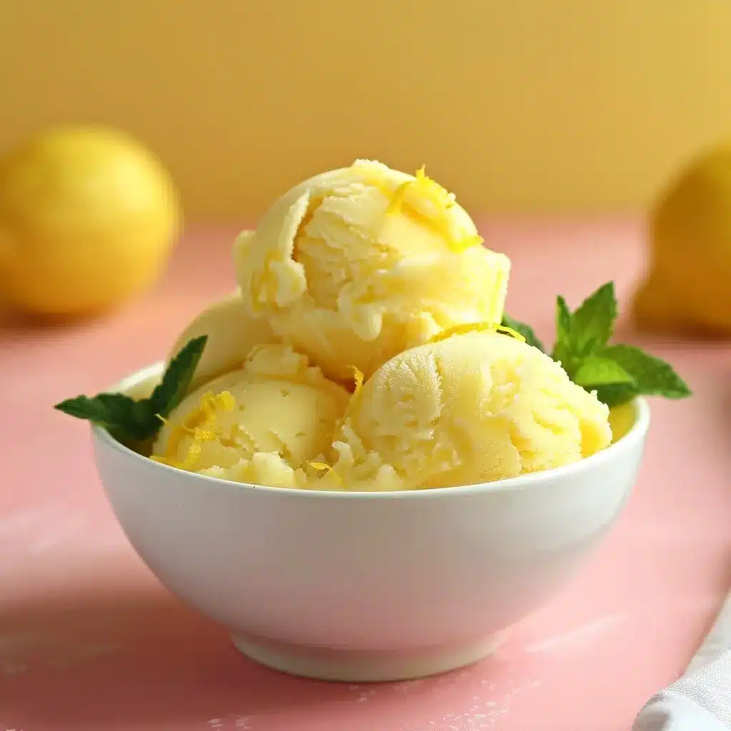 Luscious Lemonade Sorbet Recipe: Creamy, Refreshing & Easy to Make 11 Creamy homemade lemonade sorbet in a white bowl with lemon zest