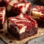 Red Velvet Cheesecake Brownies Recipe – The Best Swirled Dessert Ever 7 Red velvet cheesecake brownies recipe showing swirl topping