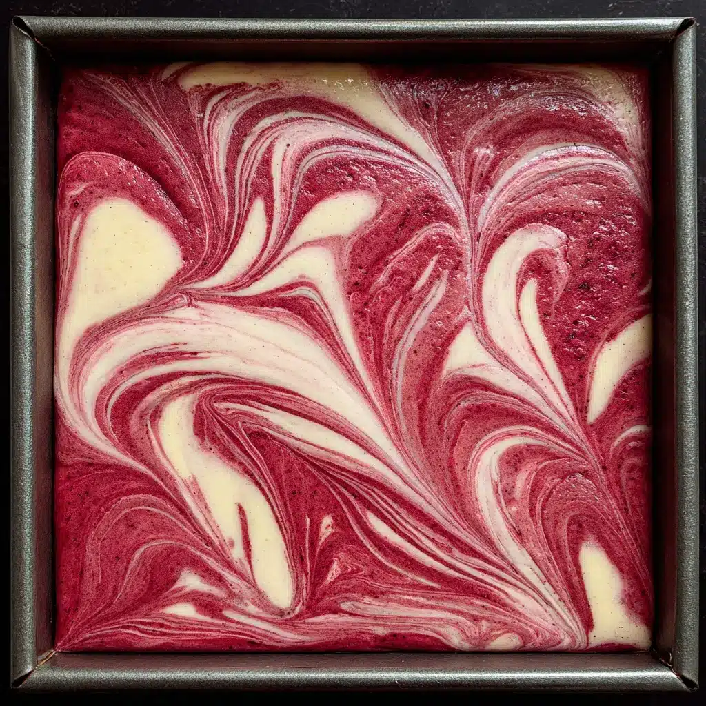 swirling-brownie-cheesecake-top Swirling cheesecake into red velvet brownies