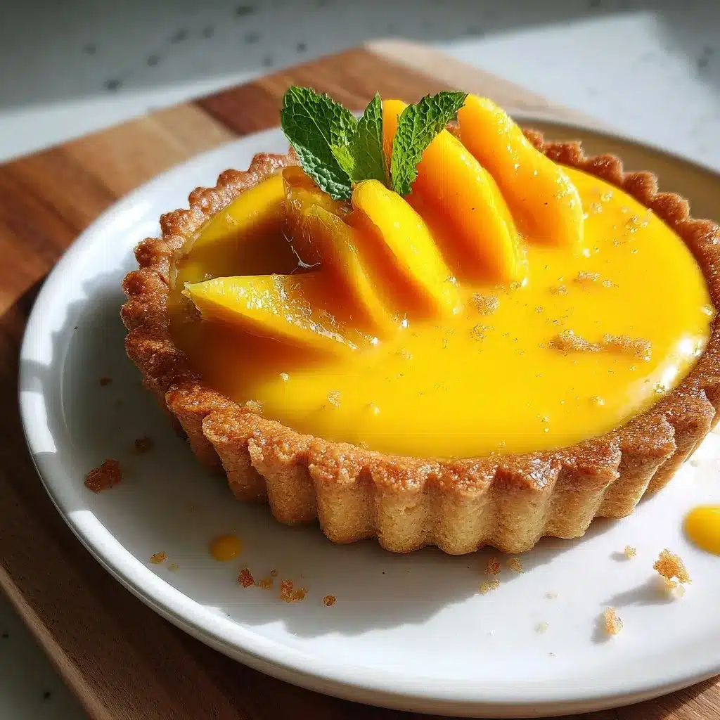 Mango Curd Tart Recipe – Tropical Dessert Made Easy 12 Whole mango curd tart with fresh mango slices and mint garnish